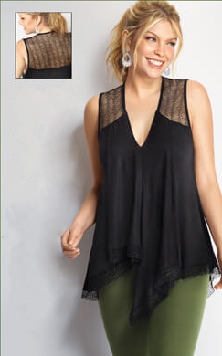 Avon  Rollover to zoom Lace-Detail Asymmetrical Top in Misses Lace-Detail Asymmetrical Top in Misses        Lace-Detail Asymmetrical Top